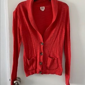 Red cardigan